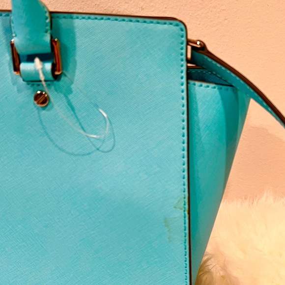 NWOT Michael Kors Blue Satchel Medium Bag - Picture 6 of 8